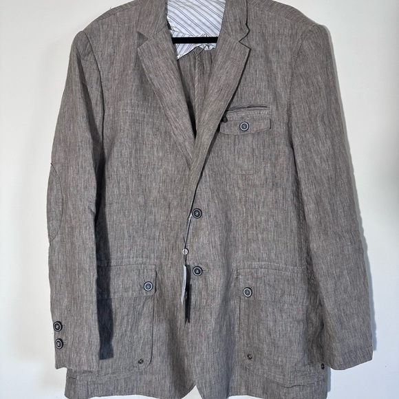 Joseph abboud 100% Linen sport coat 2 button blazer Tan Birdsey size XL NWT - Picture 6 of 16